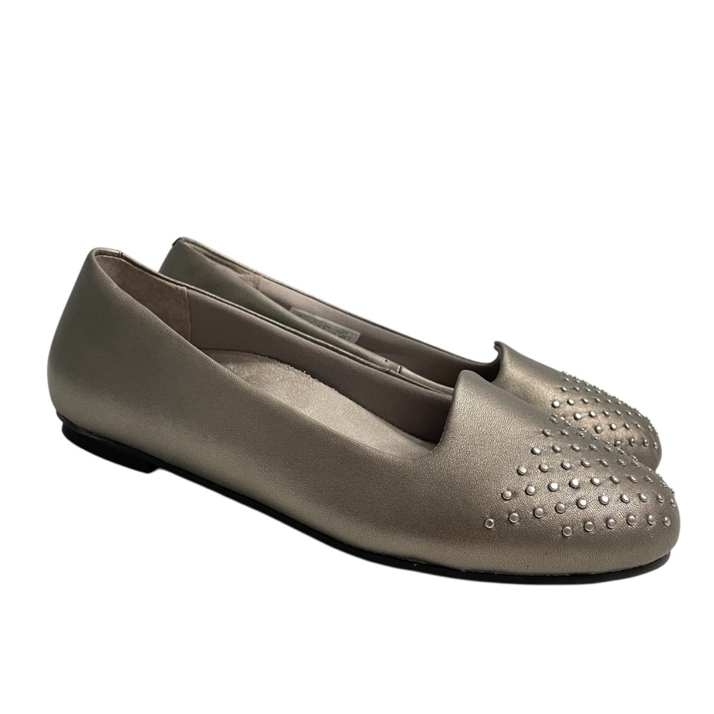 Vionic Bondi metallic ballet flats Pewter Studded Toe Orthoheel shoes